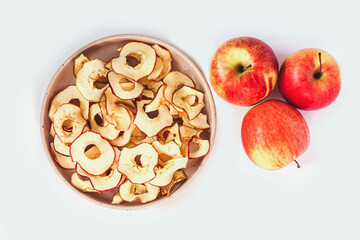 Bowl of dried fruit apple slice chips