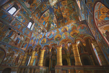 Fototapeta na wymiar Church interior at Rostov Kremlin, Russia