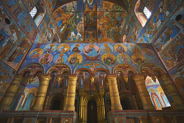 Fototapeta na wymiar Beautiful painted church at Rostov Kremlin, Russia