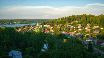 Panoramic view of Plyos town, russia