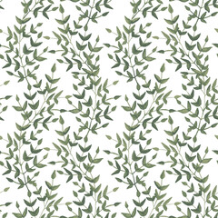 Naklejka na ściany i meble Vector seamless winter leaf wavy stripe pattern. Abstract drawing with plant elements on a white background.autumn seamless pattern on white background