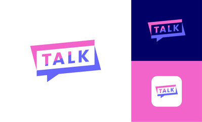 Talk letter mark on chat bubble icon logo vector design template