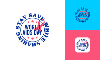 World Aids Day concept. Aids Awareness. Red Ribbon. Logo Design Vector illustration Template