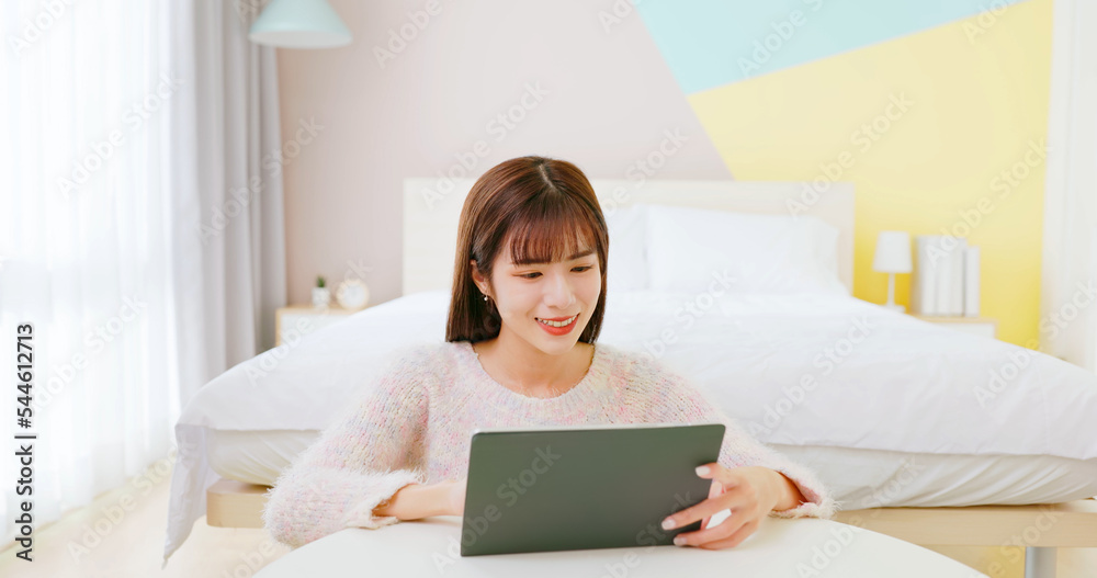 Wall mural woman use tablet