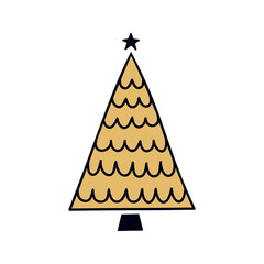 Flat hand drawn christmas tree vector illustration