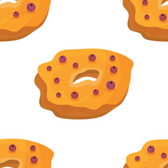 Fototapeta premium Seamless donut set. Chocolate sprinkled with powdered sugar, with colored glaze, donuts with sugar. Appetizer, Food. Bakery. A variety of dishes to decorate the kitchen or menu.
