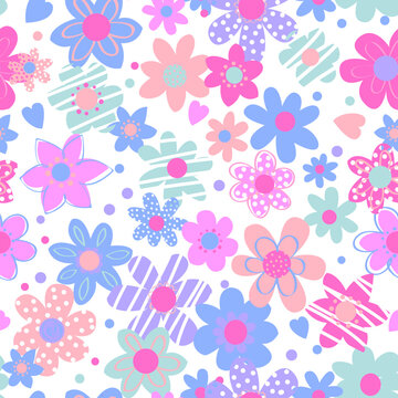 Fashion colorful wallpapers. Seamless pattern with flowers on background.