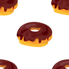 Seamless donut set. Chocolate sprinkled with powdered sugar, with colored glaze, donuts with sugar. Appetizer, Food. Bakery. A variety of dishes to decorate the kitchen or menu.