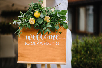 Wedding sign for guests on entrance - 