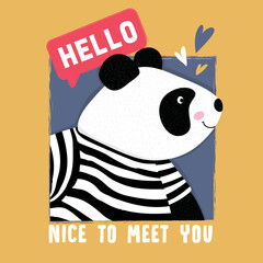 Cute panda vector. Can be used for kids or babies t shirt design. Fashion print graphic.Cartoon animal illustration