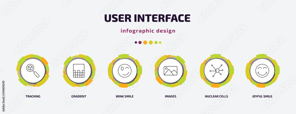 Poster user interface infographic template with icons and 6 step or option. user interface icons such as tr