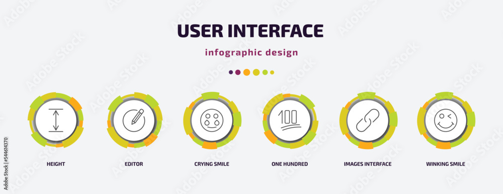 Poster user interface infographic template with icons and 6 step or option. user interface icons such as he