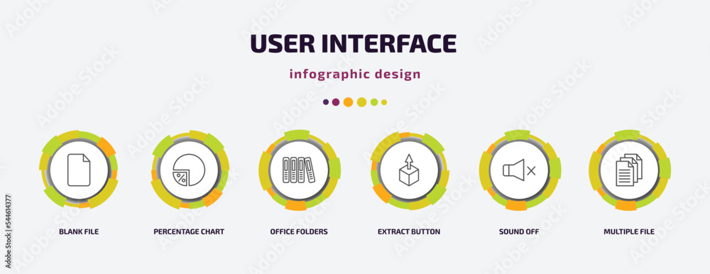 Poster user interface infographic template with icons and 6 step or option. user interface icons such as bl