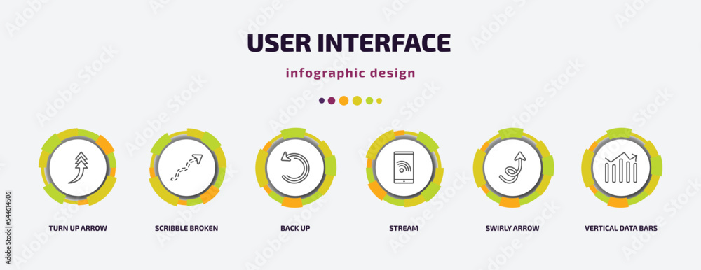 Poster user interface infographic template with icons and 6 step or option. user interface icons such as tu