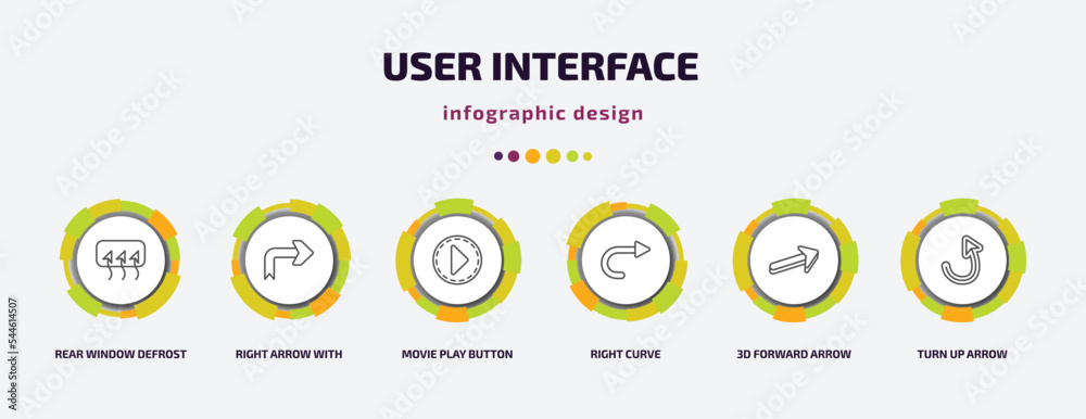 Poster user interface infographic template with icons and 6 step or option. user interface icons such as re