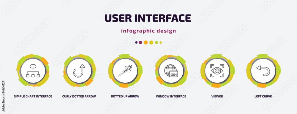 Poster user interface infographic template with icons and 6 step or option. user interface icons such as si