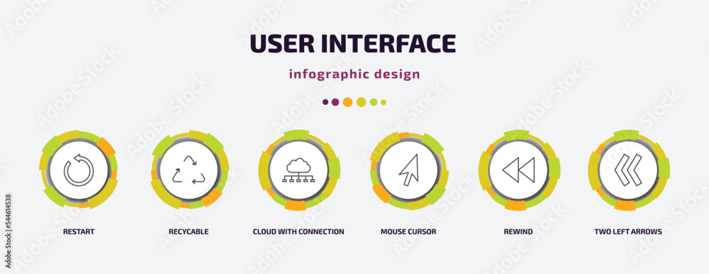 Poster user interface infographic template with icons and 6 step or option. user interface icons such as re