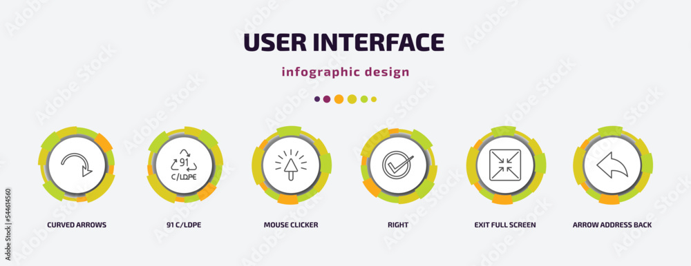 Poster user interface infographic template with icons and 6 step or option. user interface icons such as cu