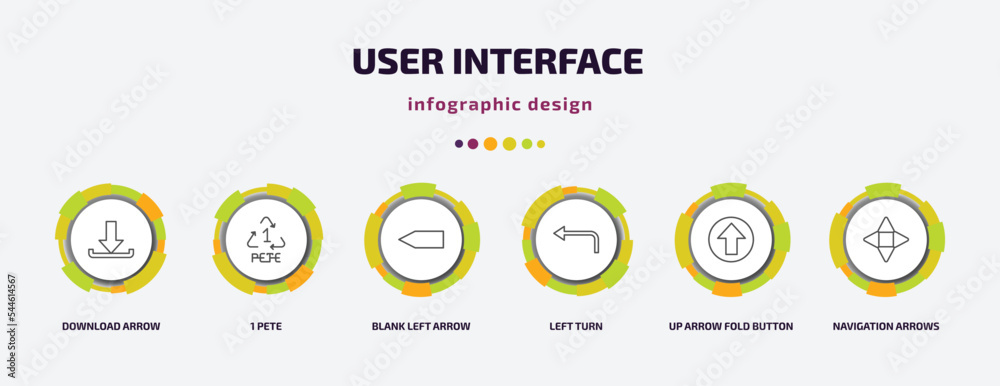 Poster user interface infographic template with icons and 6 step or option. user interface icons such as do