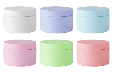 Set of cosmetic cream jars isolated