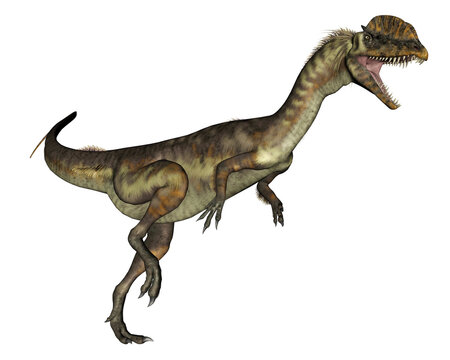 Dilophosaurus dinosaur roaring - 3D render