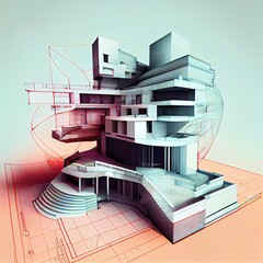 3d architecture exploded diagram illustration