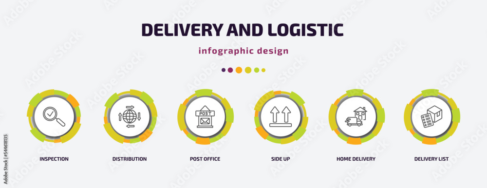 Poster delivery and logistic infographic template with icons and 6 step or option. delivery and logistic ic