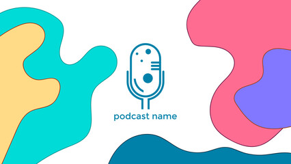 ABSTRACT TEMPLATE PODCAST MICROPHONE FLAT COLOR LIQUID DESIGN BACKGROUND VECTOR. GOOD FOR COVER DESIGN, BANNER, WEB,SOCIAL MEDIA
