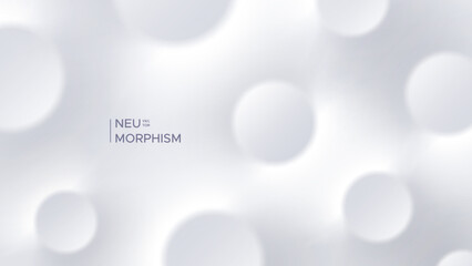 Neumorphic bright design with round shapes. Light, soft, clear and simple neo morphism vector illustration. Elegant abstract background with copy space for banner, poster, presentation.