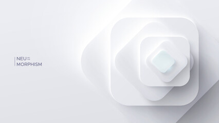 Neumorphic bright design. Rectangular shapes with rounded corners. Elegant abstract background with copy space for banner, poster, presentation. Light, soft, clear and simple vector illustration.
