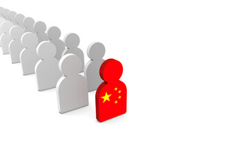3D illustration of a silhouette of a person representing the leadership of the country China. China in the world leadership.