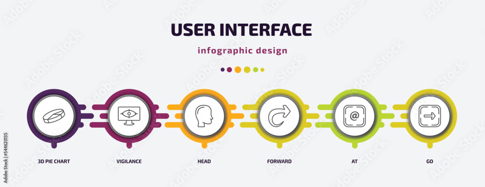 Poster user interface infographic template with icons and 6 step or option. user interface icons such as 3d