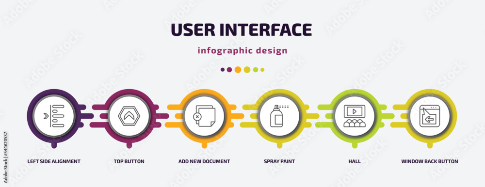 Poster user interface infographic template with icons and 6 step or option. user interface icons such as le