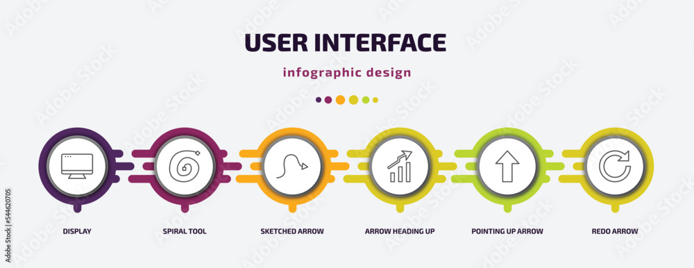 Poster user interface infographic template with icons and 6 step or option. user interface icons such as di