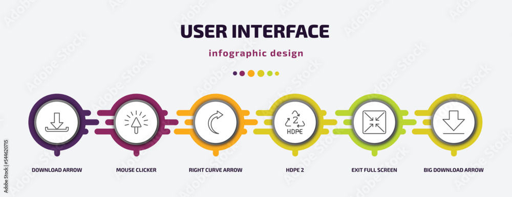 Poster user interface infographic template with icons and 6 step or option. user interface icons such as do