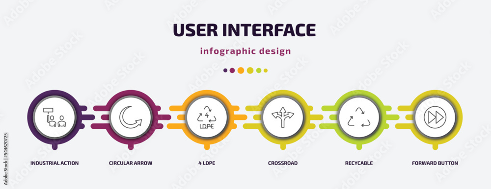 Poster user interface infographic template with icons and 6 step or option. user interface icons such as in