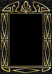 Frame with Art Deco ornament. Abstract element in vintage retro style.