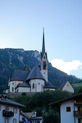 Fototapeta na wymiar View of city of Moena in the Dolomites, Italy