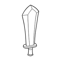 Sword in doodle style. For use in coloring books, tattoos. Isolated vector illustration on a white background.
