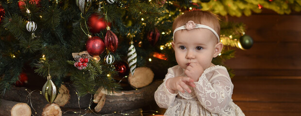 Portrait of a baby Little kid enjoy the holiday. New Year. 