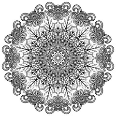 Coloring book patterns in mandala style for Henna, Mehndi, tattoos, decorative ornaments in ethnic oriental style page.