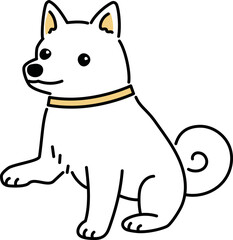 お座りをするシンプルで可愛い白い犬