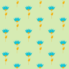Spring floral seamless pattern. Simple shapes. Sketch drawing and nature motif.