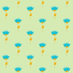 Spring floral seamless pattern. Simple shapes. Sketch drawing and nature motif.