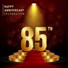 85th Anniversary. Perfect template design with golden podium for celebration events, weddings, greeting cards and invitation cards. Vector illustration