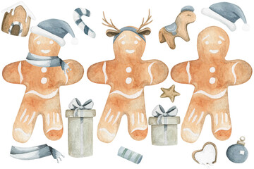 cookie man christmas watercolor png clipart