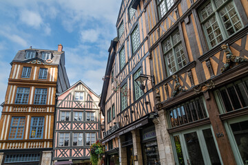 Fototapeta premium Street with timber framing houses in Rouen, Normandy, France