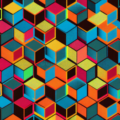 3d Cube Pattern retro colors