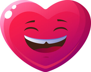 Cheerful cartoon heart smile flat icon 3d pink emoji