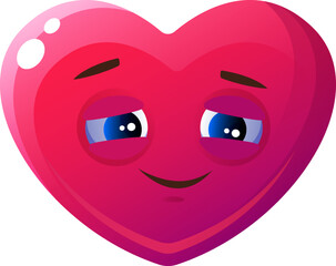 Tired funny cartoon heart flat icon 3d pink emoji